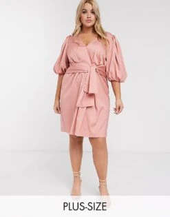Forever New Curve Spot Jacquard Tie Mini Dress In Blush For Women -Layered Dress 14683002 1 blush 1
