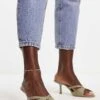 Forever New Cut Out Croc Heeled Mule In Sage Green For Women -Layered Dress 202079295 1 sagegreen