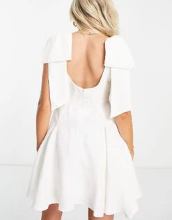 Forever New Petite Bow Shoulder Mini Dress In White For Women -Layered Dress 202534042 3