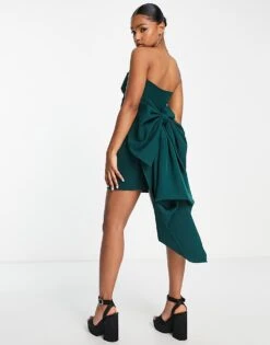 Forever New Strapless Trailing Bow Mini Dress In Emerald Green For Women -Layered Dress 203596728 1 emeraldgreen 1