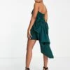 Forever New Strapless Trailing Bow Mini Dress In Emerald Green For Women -Layered Dress 203596728 1 emeraldgreen