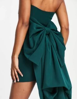 Forever New Strapless Trailing Bow Mini Dress In Emerald Green For Women -Layered Dress 203596728 4