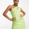 Forever New Petite Cut Out Drape Sequin Mini Dress In Lime For Women -Layered Dress 203601558 1 lime