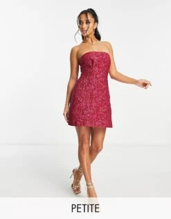 Forever New Petite Textured 90s Mini Dress In Red And Pink Boucle For Women -Layered Dress 203601736 1 redandpinkboucle 1