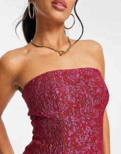 Forever New Petite Textured 90s Mini Dress In Red And Pink Boucle For Women -Layered Dress 203601736 3