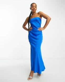 Forever New Strapless Column Maxi Dress In Electric Blue For Women -Layered Dress 204057913 4