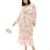 Forever New Curve Ruched Pleated Midaxi Dress In Pink Floral For Women -Layered Dress 204058304 1 pinkfloral