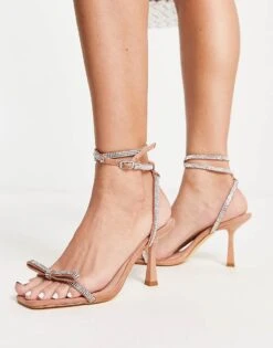 Forever New Embellished Bow Sandals In Silver For Women Silver Diamante