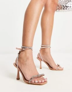 Forever New Embellished Bow Sandals In Silver For Women Silver Diamante -Layered Dress 204281847 4
