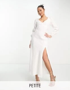 Forever New Petite Long Sleeve Maxi Dress In Ivory For Women
