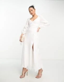 Forever New Petite Long Sleeve Maxi Dress In Ivory For Women -Layered Dress 204337611 4