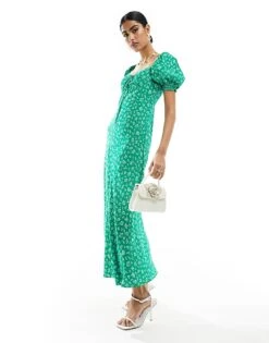 Forever New Puff Sleeve Midaxi Dress In Green Ditsy Floral For Women Green Floral -Layered Dress 205711785 1 greenfloral 1