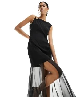 Forever New Ever New Sheer Contrast Maxi Dress In Black For Women 9 Forever New Ever New Sheer Contrast Maxi Dress In Black For Women -Layered Dress 205711868 3