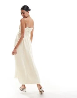 Forever New Ruched Bust Midi Dress In Butter Bean For Women -Layered Dress 205711883 3