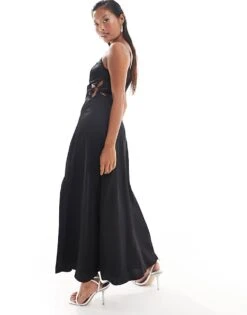 Forever New Petite Flower Detail Midi Dress In Black For Women -Layered Dress 205713033 3