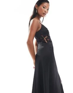 Forever New Petite Flower Detail Midi Dress In Black For Women -Layered Dress 205713033 4