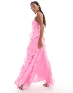 Forever New Petite Ruffle Halter Neck Maxi Dress In Pink For Women -Layered Dress 205713041 4