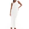 Forever New Petite Linen Asymmetrical Midi Dress In White For Women