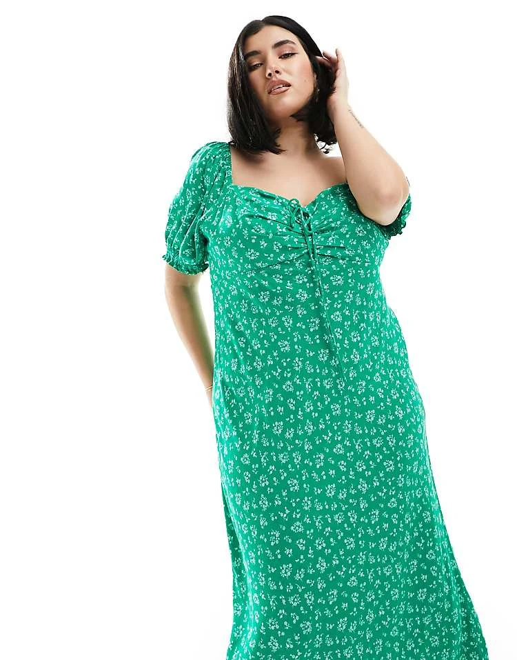 Forever New Curve Puff Sleeve Midi Dress In Green Ditsy Floral For Women Green Floral 6 Forever New Curve Puff Sleeve Midi Dress In Green Ditsy Floral For Women Green Floral - Image 4