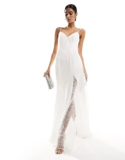 Forever New Bridal Lace Insert Fitted Maxi Dress In Ivory For Women -Layered Dress 205723148 3