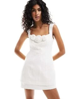 Forever New Bridal Double Layer Jacquard Mini Dress In Ivory For Women