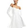 Forever New Bridal Satin Long Sleeve Mini Dress In Ivory For Women -Layered Dress 205723180 1 ivory