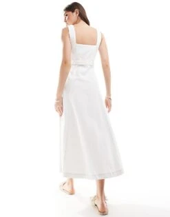 Forever New Denim Belted Midi Dress In White For Women Ivory -Layered Dress 205869189 3