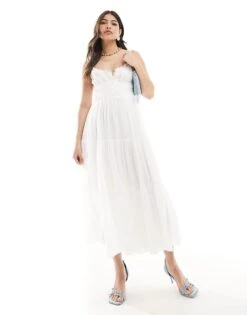 Forever New Ever New Milkmaid Midi Dress In White For Women Ivory