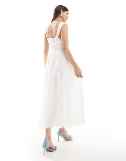 Forever New Ever New Milkmaid Midi Dress In White For Women Ivory -Layered Dress 205869213 4