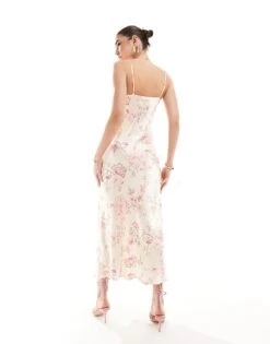 Forever New Satin Slip Maxi Dress In Ivory Floral For Women -Layered Dress 205869284 3