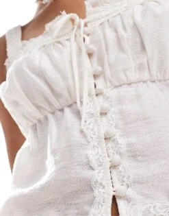 Forever New Tie Front Crop Top Co-ord In White For Women Ivory -Layered Dress 205869324 3