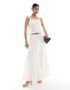 Forever New Tie Front Crop Top Co-ord In White For Women Ivory -Layered Dress 205869324 4