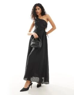Forever New Asymmetrical Cut Out Waist Maxi Dress In Black For Women