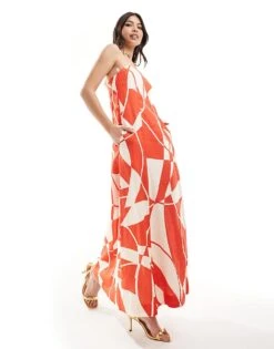 Forever New Bandeau Linen Midaxi Dress With Pockets In White For Women Red And White -Layered Dress 205869340 1 redandwhite 1