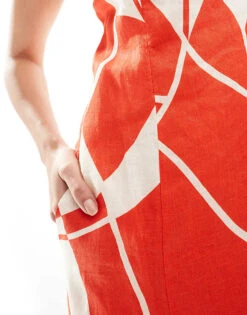 Forever New Bandeau Linen Midaxi Dress With Pockets In White For Women Red And White -Layered Dress 205869340 3