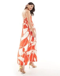 Forever New Bandeau Linen Midaxi Dress With Pockets In White For Women Red And White -Layered Dress 205869340 4