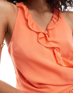Forever New Tie Waist Ruffle Detail Mini Dress In Orange For Women -Layered Dress 205869357 3