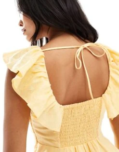 Forever New Petite Ruffle Shoulder Mini Dress In Yellow For Women -Layered Dress 205869839 3