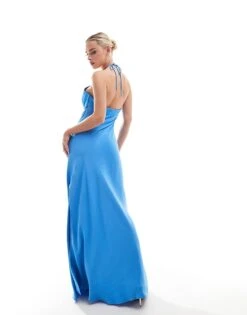 Forever New Petite Halterneck Contrast Maxi Dress In Baby Blue For Women -Layered Dress 205869858 3