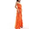 Forever New Petite Bandeau Ruffle Midaxi Dress In Orange For Women