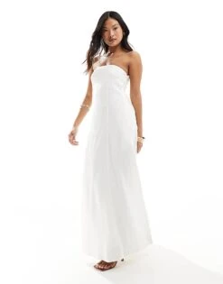 Forever New Petite Ever New Petite Bandeau Linen Midaxi Dress With Pockets In White For Women -Layered Dress 205869912 4