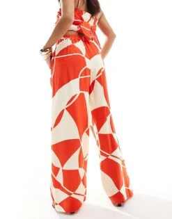 Forever New Petite Wide Leg Trouser Co-ord In Red And White Print For Women Red White Print -Layered Dress 205869921 3