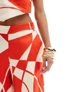 Forever New Petite Wide Leg Trouser Co-ord In Red And White Print For Women Red White Print -Layered Dress 205869921 4