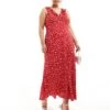 Forever New Curve Midi Dress In Red Ditsy Floral For Women