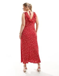Forever New Curve Midi Dress In Red Ditsy Floral For Women -Layered Dress 205870405 3