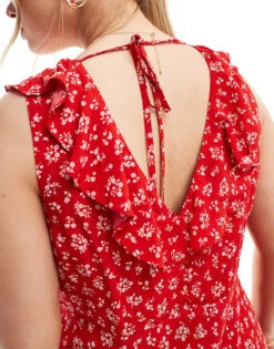 Forever New Curve Midi Dress In Red Ditsy Floral For Women -Layered Dress 205870405 4