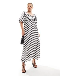 Forever New Curve Puff Sleeve Midaxi Dress In Brown And Cream Stripe For Women Brown White Stripe 11 Forever New Curve Puff Sleeve Midaxi Dress In Brown And Cream Stripe For Women Brown White Stripe -Layered Dress 205870412 1 brownwhitestripe 1