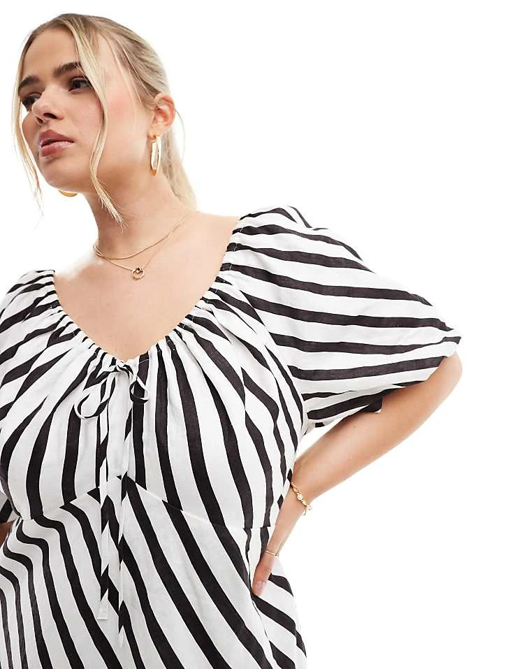 Forever New Curve Puff Sleeve Midaxi Dress In Brown And Cream Stripe For Women Brown White Stripe 4 Forever New Curve Puff Sleeve Midaxi Dress In Brown And Cream Stripe For Women Brown White Stripe - Image 2