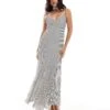 Forever New Scarf Neck Pleated Maxi Dress In Monochrome Stripe For Women -Layered Dress 206458038 1 monochromestripe
