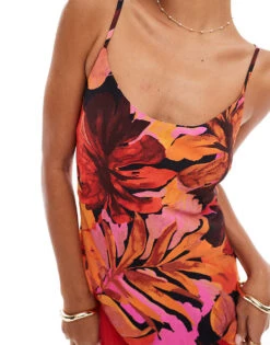 Forever New Cami Midaxi Dress In Red Floral For Women Pink Dusk Ombre -Layered Dress 206458087 4